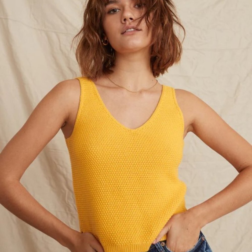 MARINE Layer Finley Sweater Tank in Buttercup Size Large